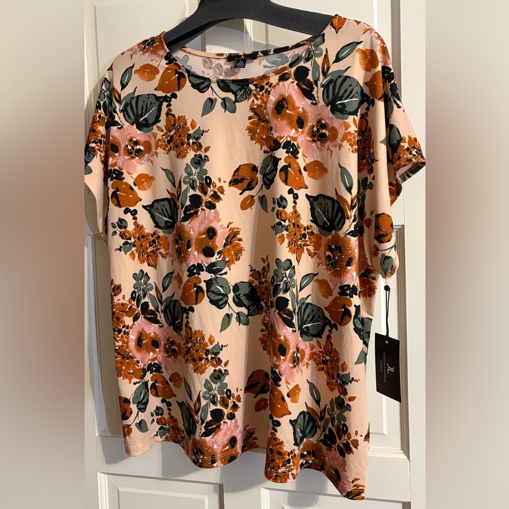 Jules & Leopold Curve Short Sleeve Floral Top 3X